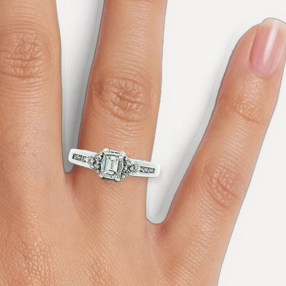 Emerald-Cut Near-Colorless Clarity-Enhanced Diamond Engagement Ring (¾ ct. tw.) in 14k White Gold