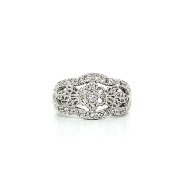 0.25 CTW of Natural Near - Colorless Round Brilliant Cut Diamonds in an Open Filigree Design Platinum Ring – Jewelry Depot, Inc.