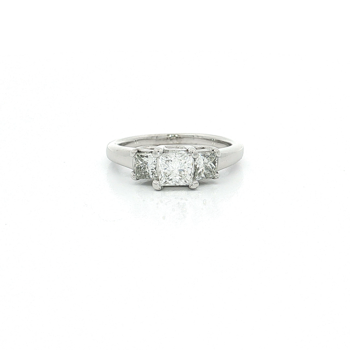 Colorless & Near Flawless Princess Cut Diamond Past Present Future Ring (1 ct. tw.) in 14k White Gold