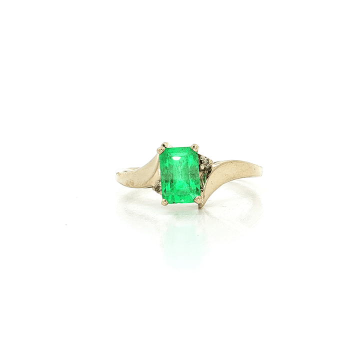 1.14 CTW AA Natural Emerald & Round Brilliant Cut Diamond Ring in 14kt Yellow Gold – Jewelry Depot, Inc.