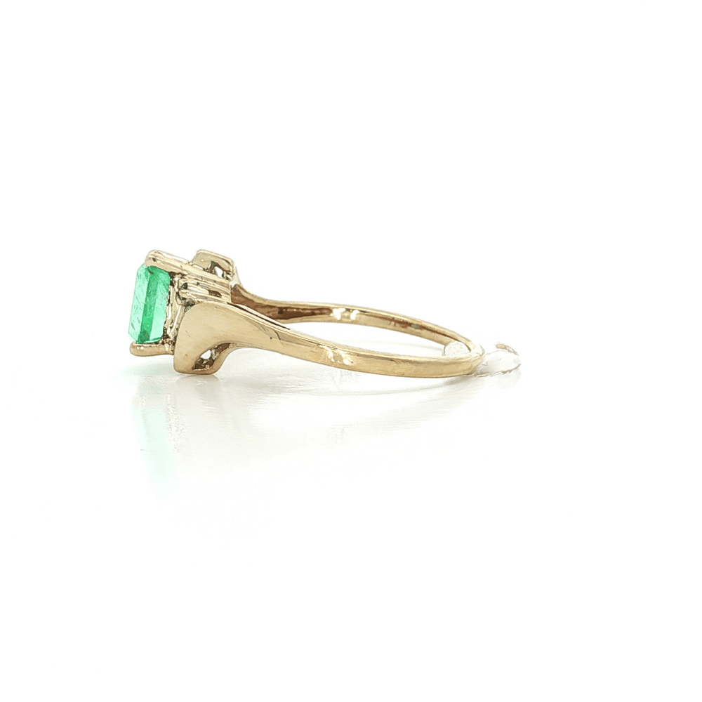 1.14 CTW AA Natural Emerald & Round Brilliant Cut Diamond Ring in 14kt Yellow Gold – Jewelry Depot, Inc.