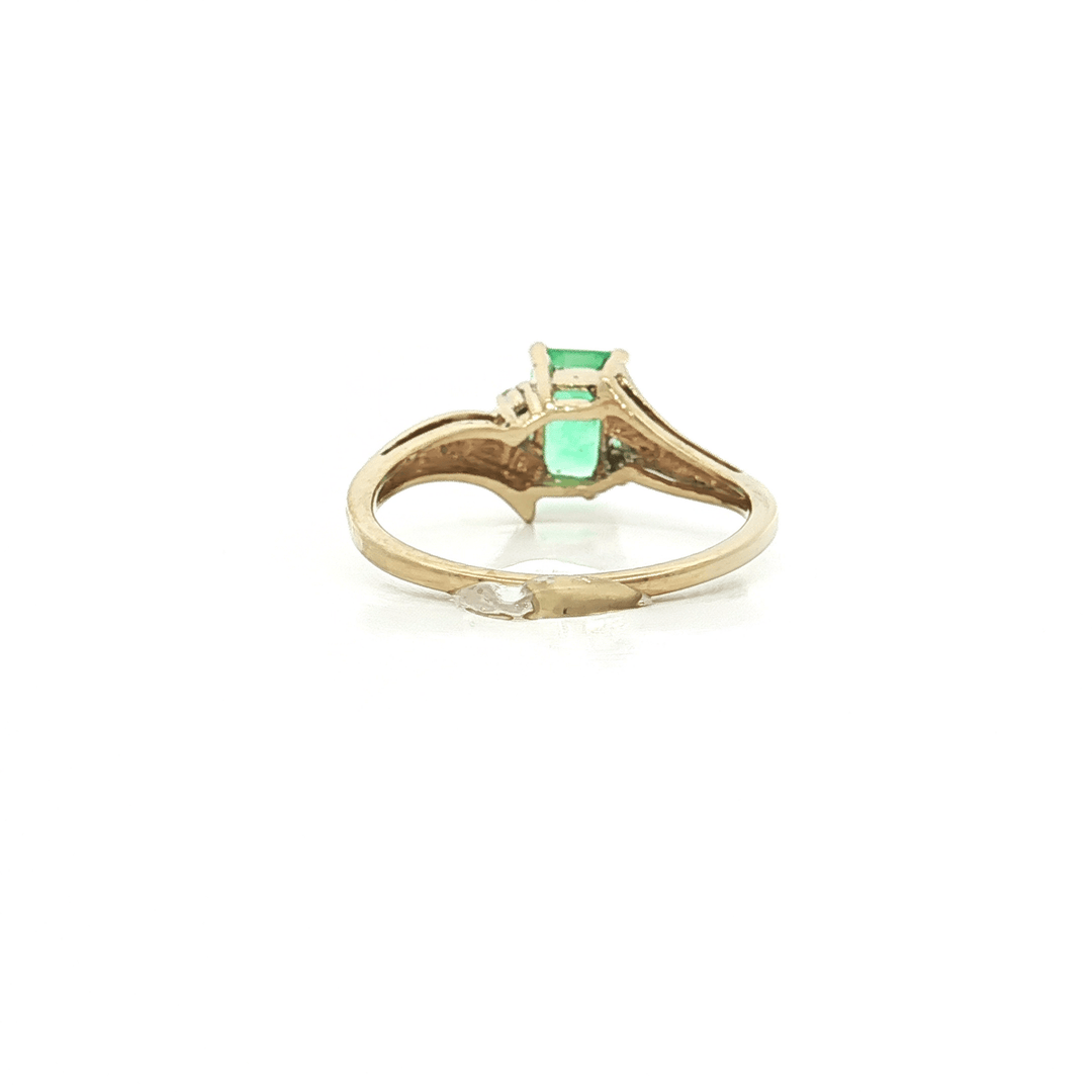 1.14 CTW AA Natural Emerald & Round Brilliant Cut Diamond Ring in 14kt Yellow Gold – Jewelry Depot, Inc.