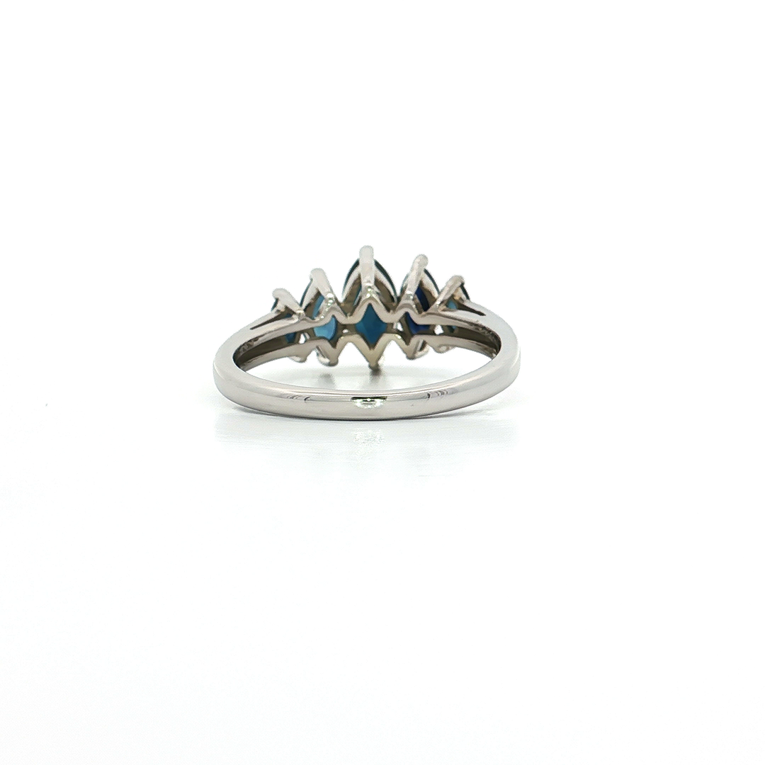 2.00 CTW AAAA Grade Graduating Marquise Cut Natural Deep Blue Sapphires in a 14kt White Gold Ring