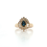 Pear-Shaped Sapphire & Near-Colorless Diamond Ballerina Cocktail Ring (1 ½ ct. tw.) in 14k Yellow Gold