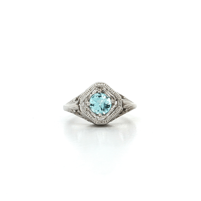 1.25 CT AAA Grade Natural Aquamarine set in an Antique Style 14kt White Gold Ring – Jewelry Depot, Inc.