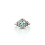 Victorian Vintage Aquamarine Ring (1 ¼ ct.) in 14k White Gold