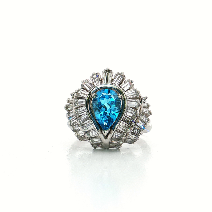 London Blue Topaz & Nearly Flawless Colorless Diamond Ring (3 7/8 ct.) Platinum