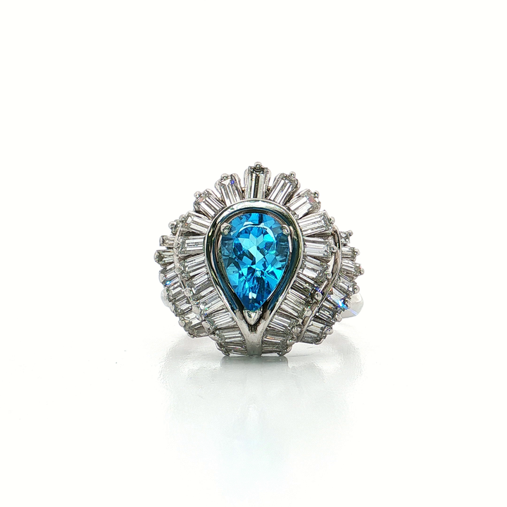 London Blue Topaz & Nearly Flawless Colorless Diamond Ring (3 ⅞ ct.) in Platinum