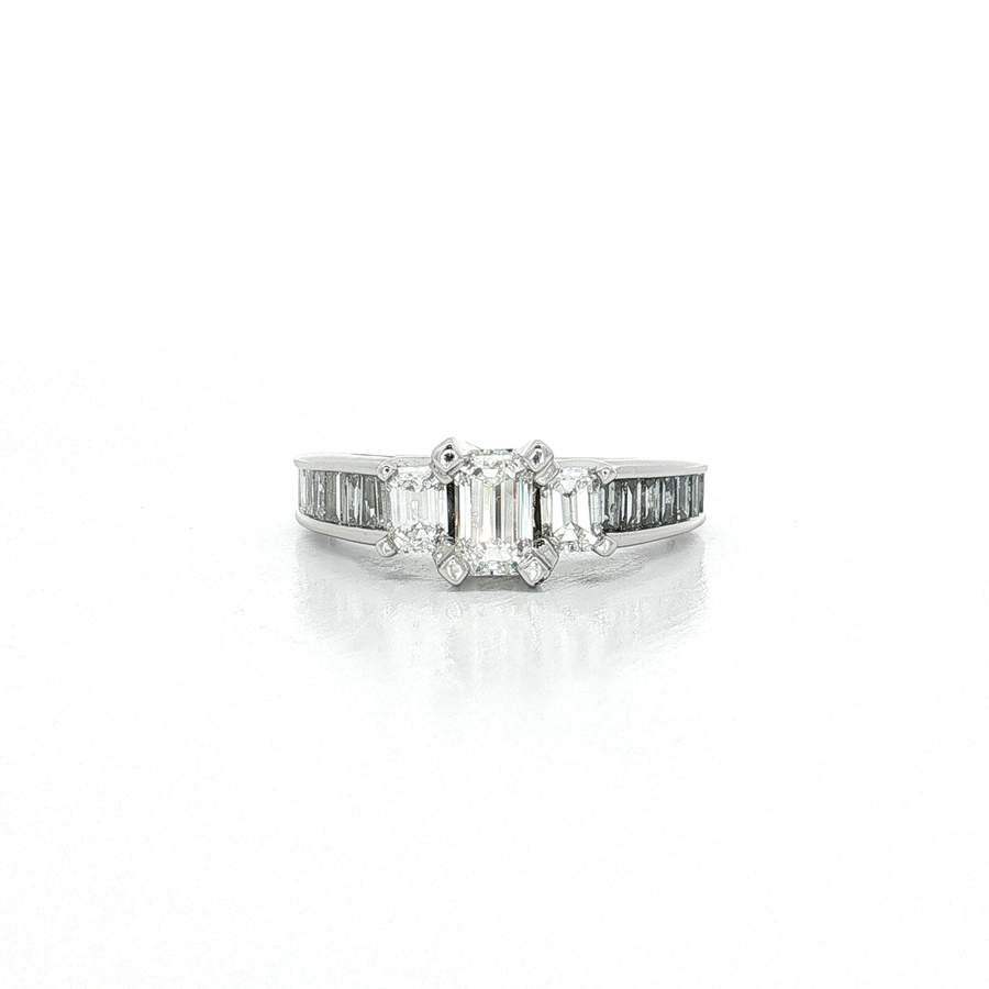 Colorless Emerald-Cut Diamond Ring (1 1/2 ct. tw.) 14k White Gold