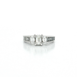 Colorless & Near Flawless Emerald-Cut Diamond Three-Stone Ring with Channel-Set Baguette Shoulders (1 ½ ct. tw.) in 14k White Gold