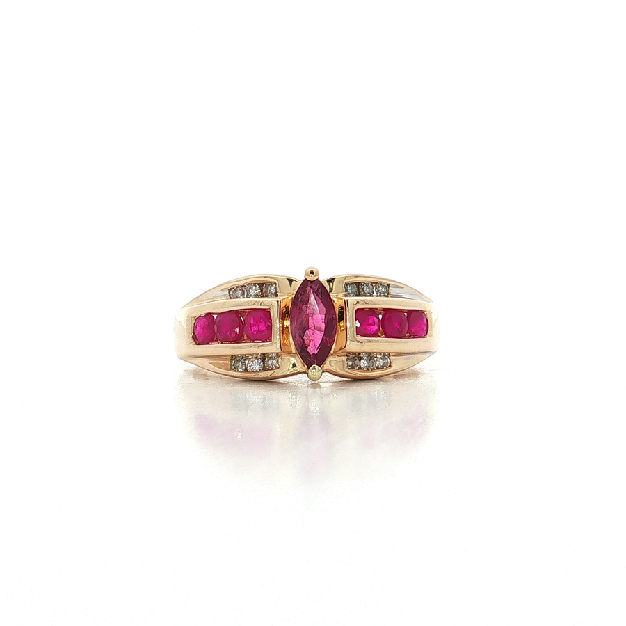 Marquise Ruby Near-Colorless Channel-Set Diamond Ring (1 ct. tw.) in 14k Yellow Gold
