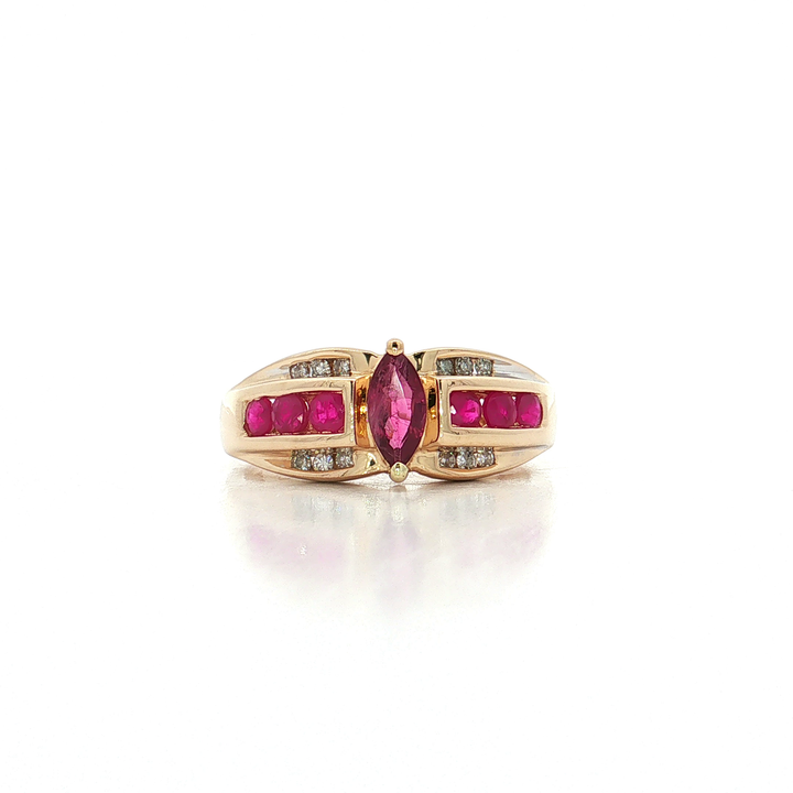 Marquise Ruby Near-Colorless Channel-Set Diamond Ring (1 ct. tw.) in 14k Yellow Gold