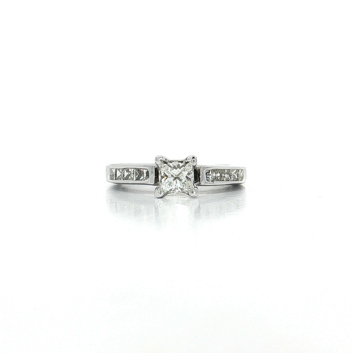 Princess Cut Channel-Set Near-Colorless Diamond Engagement Ring (1 ct. tw.) in 14k White Gold