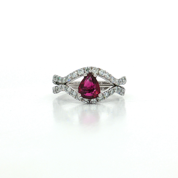 Pear Vivid Ruby Colorless Nearly Flawless Crossover Diamond Ring (2 ½ ct. tw.) in 18k White Gold