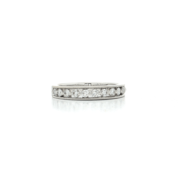 0.36 CTW Natural Round Brilliant Cut Colorless Nearly Flawless Diamonds Channel - Set with Milgrain Detailing in an 18kt White Gold Wedding Band – Jewelry Depot, Inc.