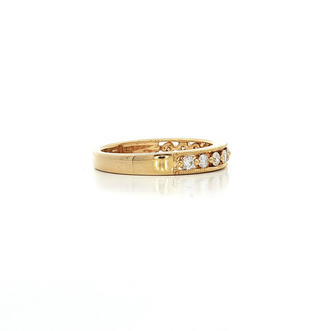 0.38 CTW Natural Round Brilliant Cut Colorless Nearly Flawless Diamonds Channel - Set with Milgrain Detailing in an 18kt Yellow Gold Wedding Band – Jewelry Depot, Inc.