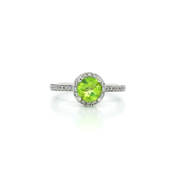 Triple Edge Halo Vivid Peridot Diamond Ring (1 ½ ct. tw.) in 18k White Gold