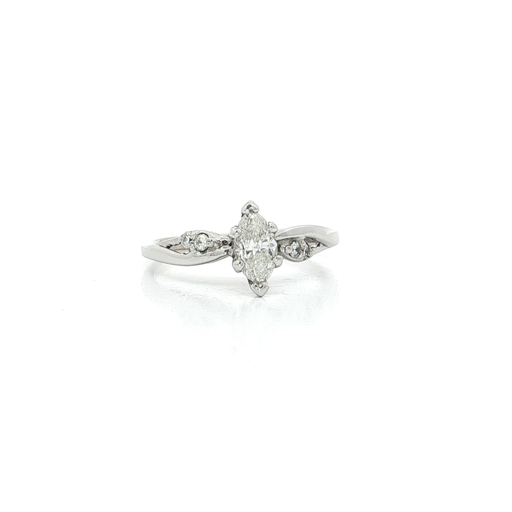 Clarity Enhanced Marquise Diamond Bypass Ring (⅗ ct. tw.) in 14k White Gold