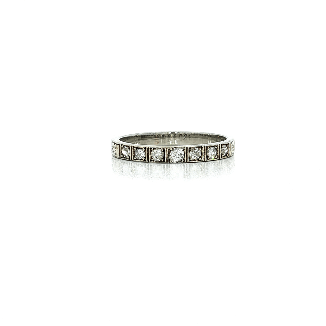 0.18 CTW Antique Rose Cut Diamonds from the 1800s set in a Wedding Band in 18kt White Gold – Jewelry Depot, Inc.