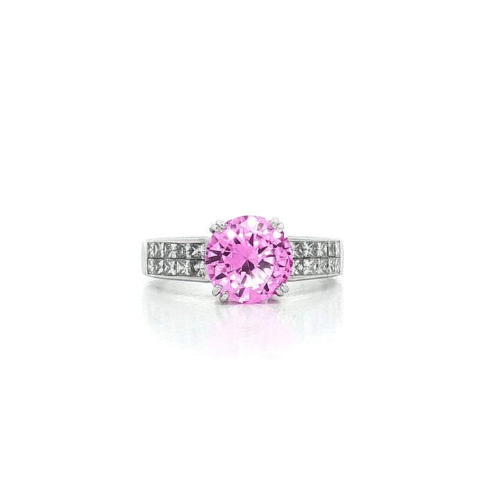 Vivid Pink Tourmaline Channel-Set Diamond Ring (3 ¼ ct. tw.) in 18k White Gold