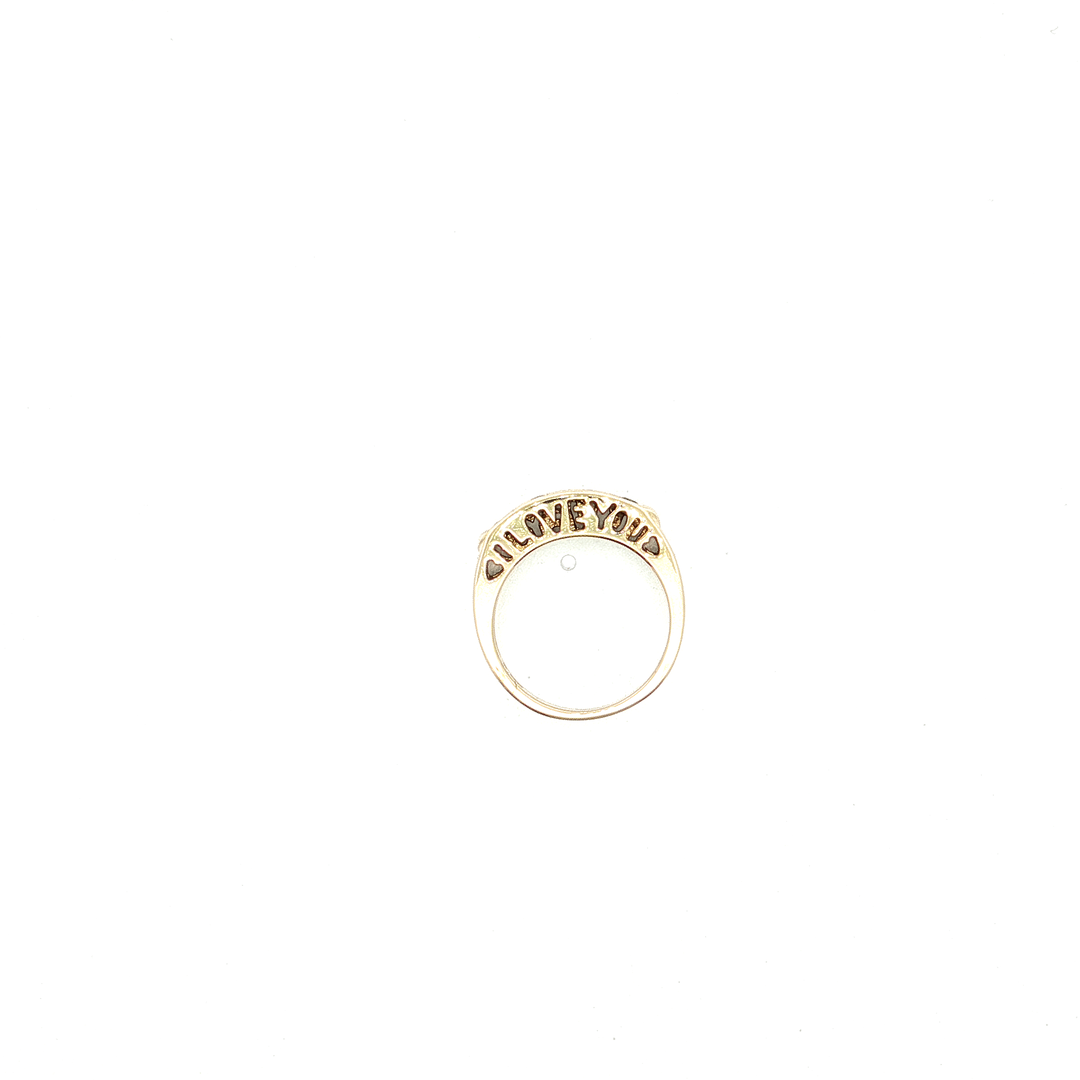 0.50 CTW Natural Sapphire & Diamond “I Love You” Ring in 10kt Yellow Gold