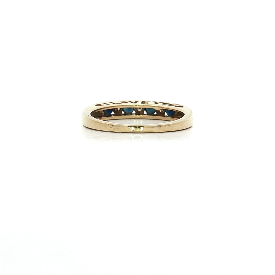0.50 CTW Natural Sapphire & Diamond “I Love You” Ring in 10kt Yellow Gold