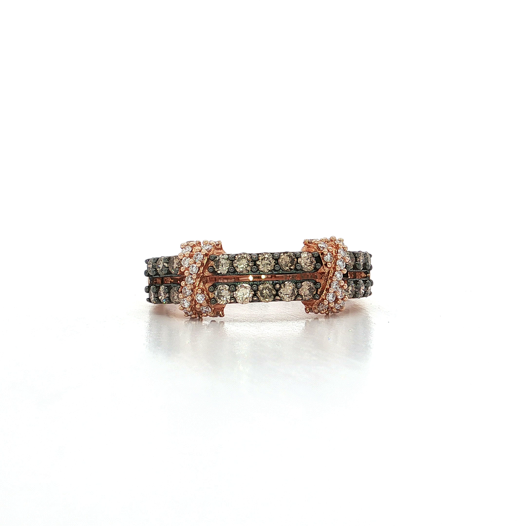 0.50 CTW Le Vian® Natural Chocolate & Vanilla Diamonds in a Crisscross X Split Band Ring in 14kt Strawberry Gold