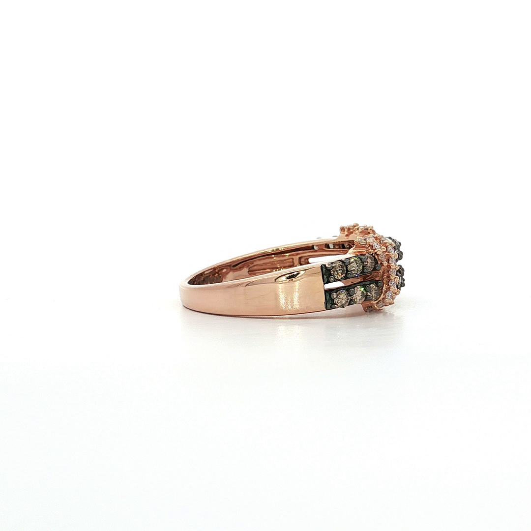 0.50 CTW Le Vian® Natural Chocolate & Vanilla Diamonds in a Crisscross X Split Band Ring in 14kt Strawberry Gold