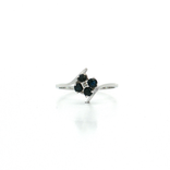 Vintage Sapphire & Diamond Bypass Flower Cluster Ring (½ ct. tw.) in 14k White Gold