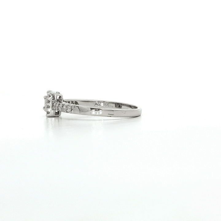 0.35 CTW Natural Baguette Cut & Round Brilliant Cut Colorless Diamond Halo Ring in 18kt White Gold – Jewelry Depot, Inc.