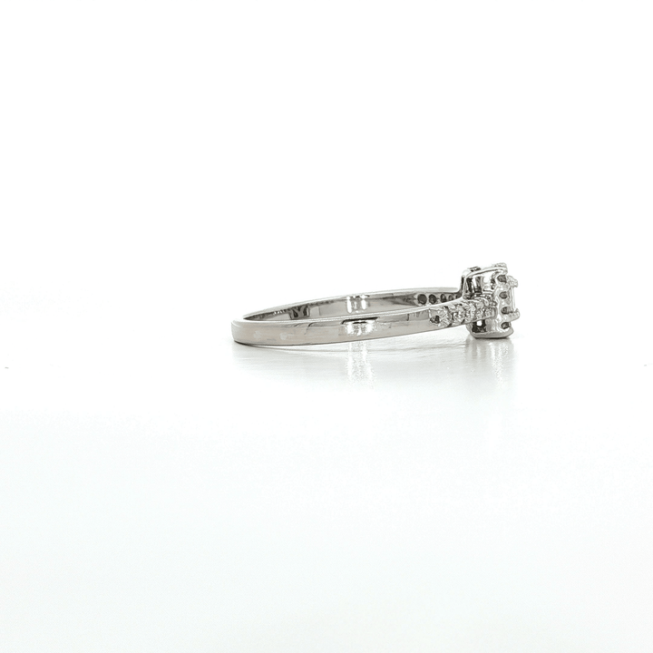 0.35 CTW Natural Baguette Cut & Round Brilliant Cut Colorless Diamond Halo Ring in 18kt White Gold – Jewelry Depot, Inc.