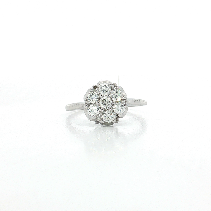 Flower Cluster Near-Colorless Diamond Ring (¾ ct. tw.) in 14k White Gold