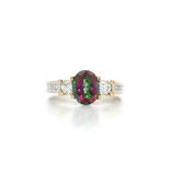 Oval Checkerboard Mystic Topaz Colorless Near-Flawless Diamond Ring (2 ¾ ct. tw.) in 18k White & Yellow Gold