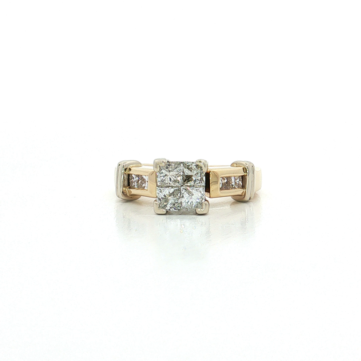 Vintage Invisibly-Set Near-Colorless Princess Cut Diamond Engagement Ring (1 ct. tw.) in 14k Yellow Gold