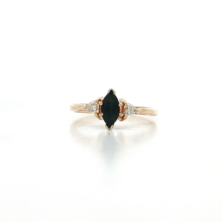 Marquise Deep Blue Sapphire & Near-Colorless Diamond Ring (7/8 ct. tw.) 14k Yellow Gold