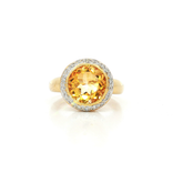 Rich Honey-Amber Citrine & Diamond Halo Ring (3 ⅔ ct. tw.) in 18k Yellow Gold