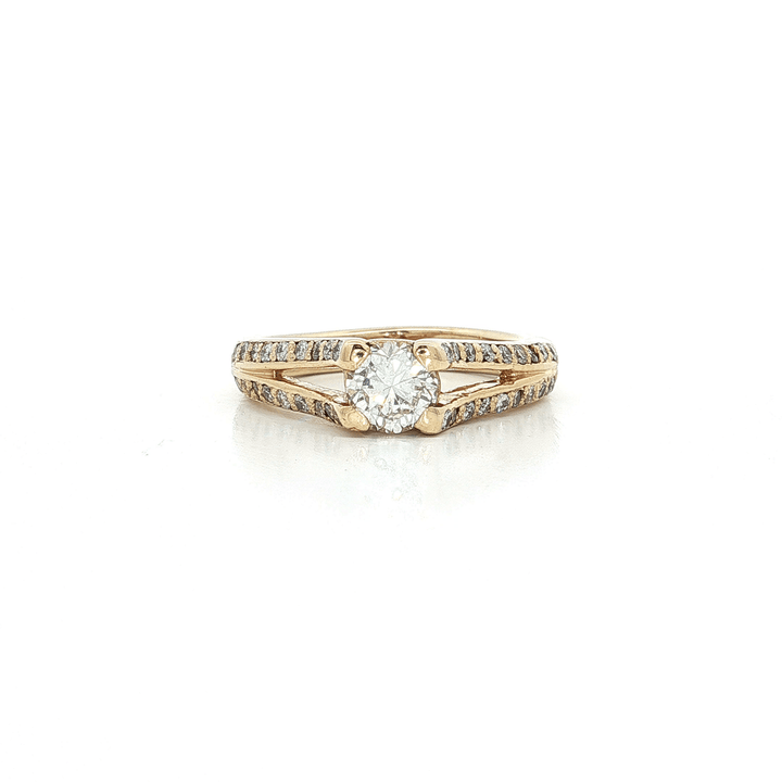 1.00 CTW Natural Round Brilliant Cut Diamonds in a Split - Shank 14kt Yellow Gold Engagement Ring – Jewelry Depot, Inc.