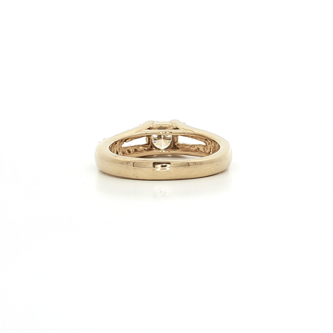 1.00 CTW Natural Round Brilliant Cut Diamonds in a Split - Shank 14kt Yellow Gold Engagement Ring – Jewelry Depot, Inc.