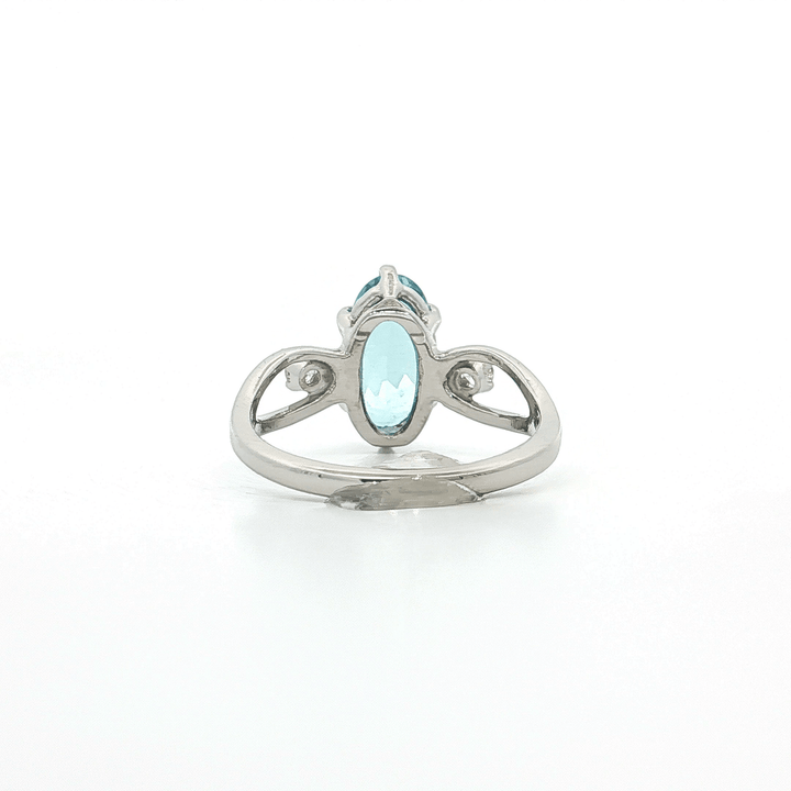 2.20 CTW AAAA - Grade Sky Blue Oval Cut Topaz & Colorless Near Flawless Natural Round Brilliant Cut Diamonds in a 14kt White Gold Ring – Jewelry Depot, Inc.