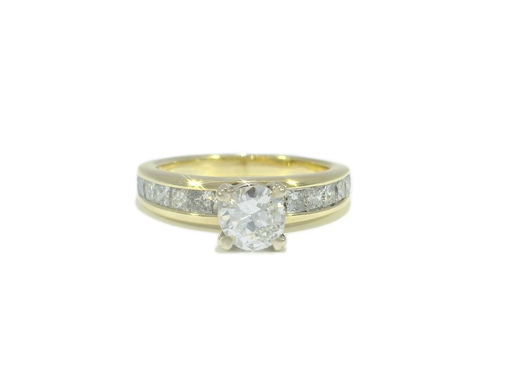 Certified Transition Cut Diamond Ring 14k Yellow Gold