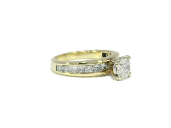 1.75 CTW EGL USA Certified Natural Colorless Transition Cut Diamond Ring in 14kt Yellow Gold