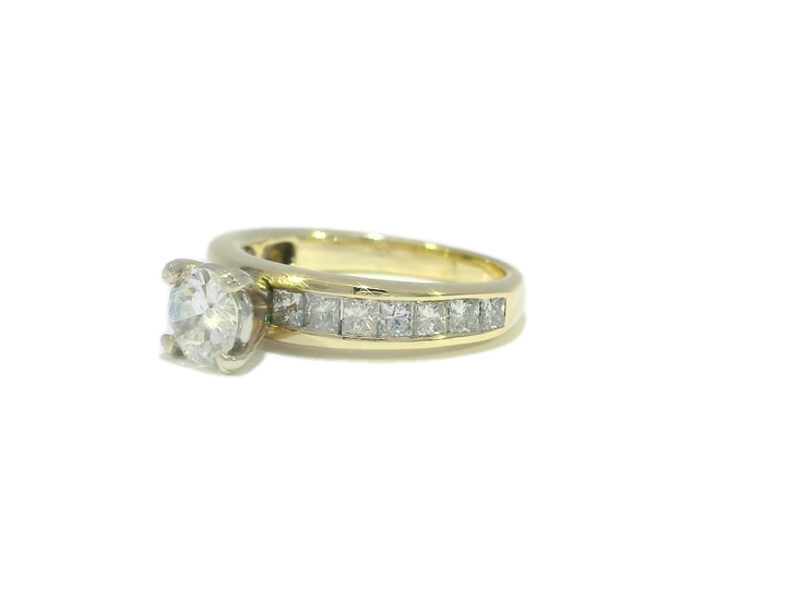 1.75 CTW EGL USA Certified Natural Colorless Transition Cut Diamond Ring in 14kt Yellow Gold