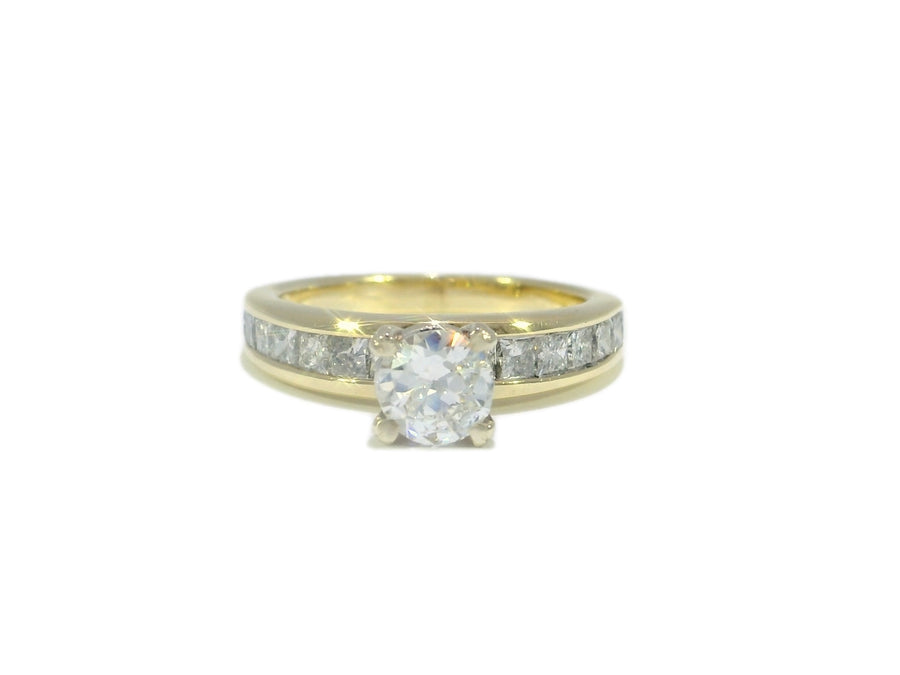 Certified Transition Cut Diamond Ring 14k Yellow Gold