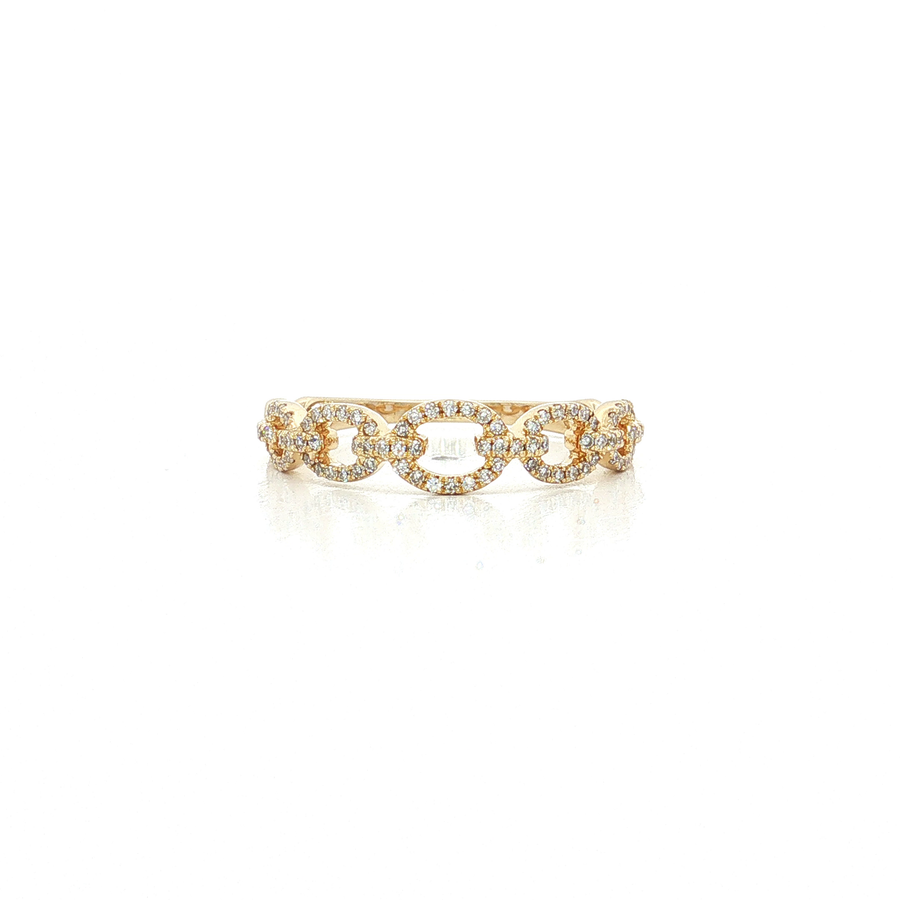 Pave Chain-Link Colorless & Near-Flawless Diamond Ring (1/4 ct. tw.) 14k Yellow Gold