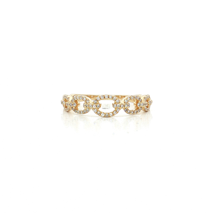 Chain-Link Colorless & Near-Flawless Pavé Diamond Ring (¼ ct. tw.) in 14k Yellow Gold