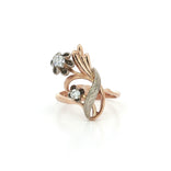 Vintage 1940s Floral Diamond Cocktail Ring (¼ ct.) in 14k Rose Gold & White Gold