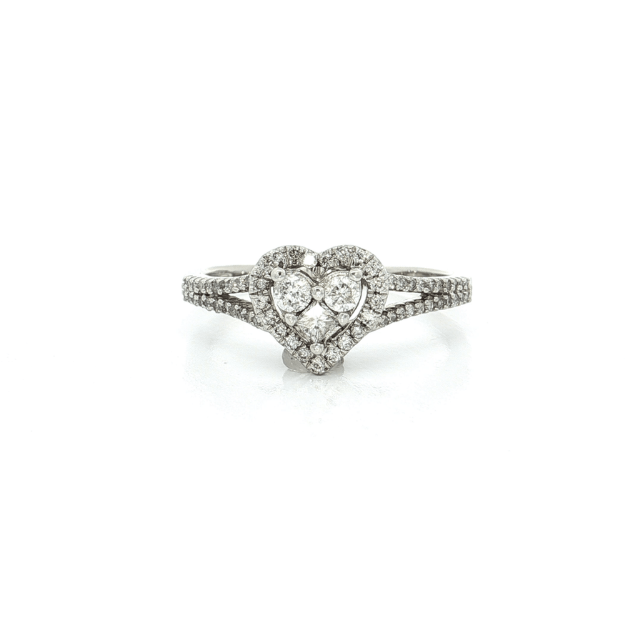 Round & Princess Brilliant Cut Diamond Ring (2/3 ct. tw.) 10k White Gold Design