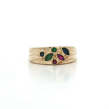 Sapphire, Ruby, and Emerald Floral Natural Ring (⁹⁄₁₀ ct. tw.) in 14k Yellow Gold