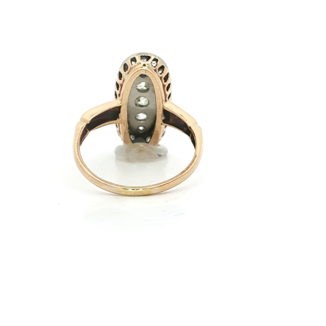 1.20 CTW 19th Century Victorian Old Mine Cut Natural Diamond Ring in 14kt Yellow Gold & Palladium