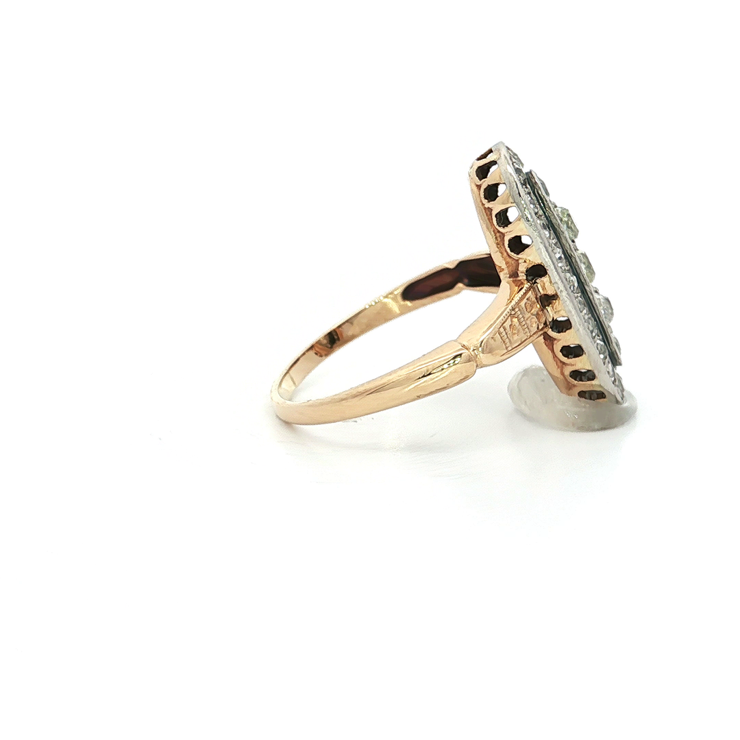 1.20 CTW 19th Century Victorian Old Mine Cut Natural Diamond Ring in 14kt Yellow Gold & Palladium